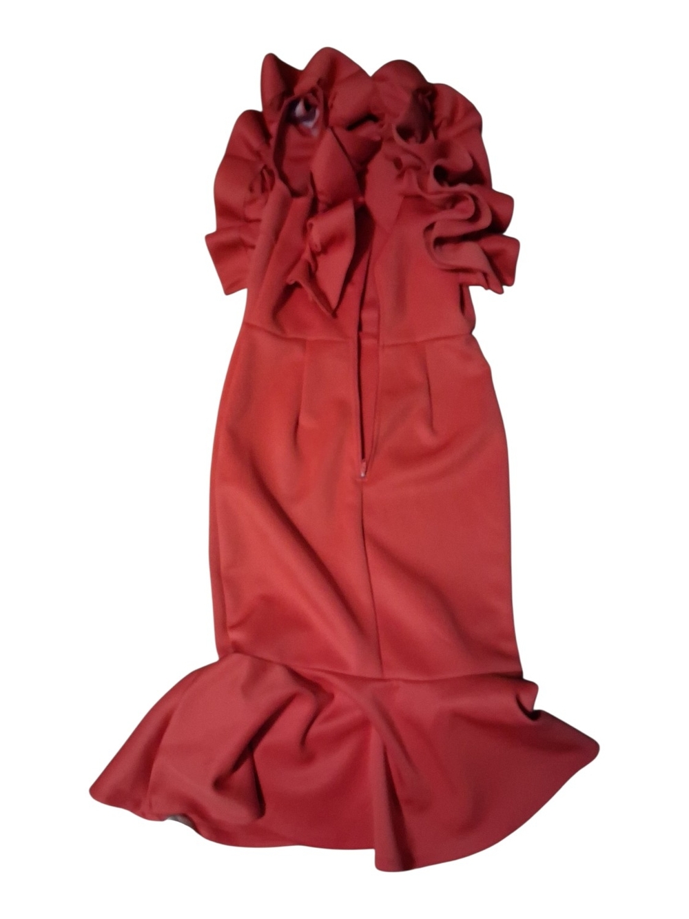 Asymmetrical Red Ruffle Mermaid Dress